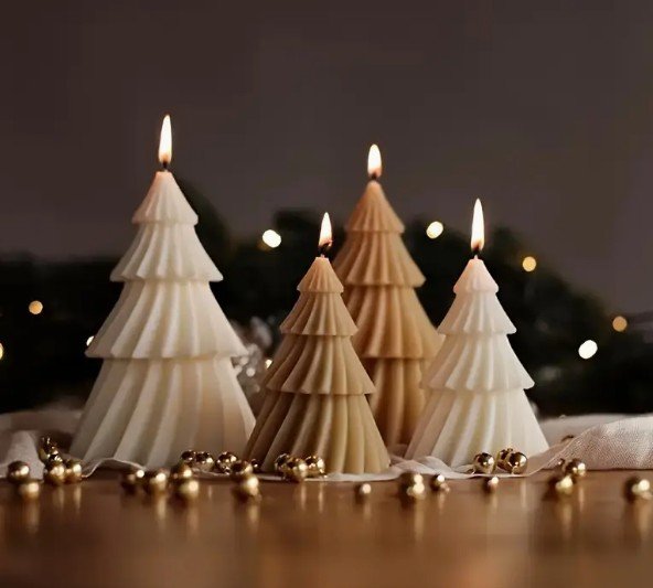 molde silicon arbolito de navidad para velas, resina y jabones