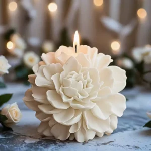 Molde Silicón Flor Peonía Mediana para velas jabones resina 6.6cm Colombia