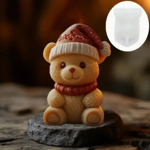 Molde Silicon Oso Navidad Gorro para Velas jabones resina 8x6cm artesanal Colombia