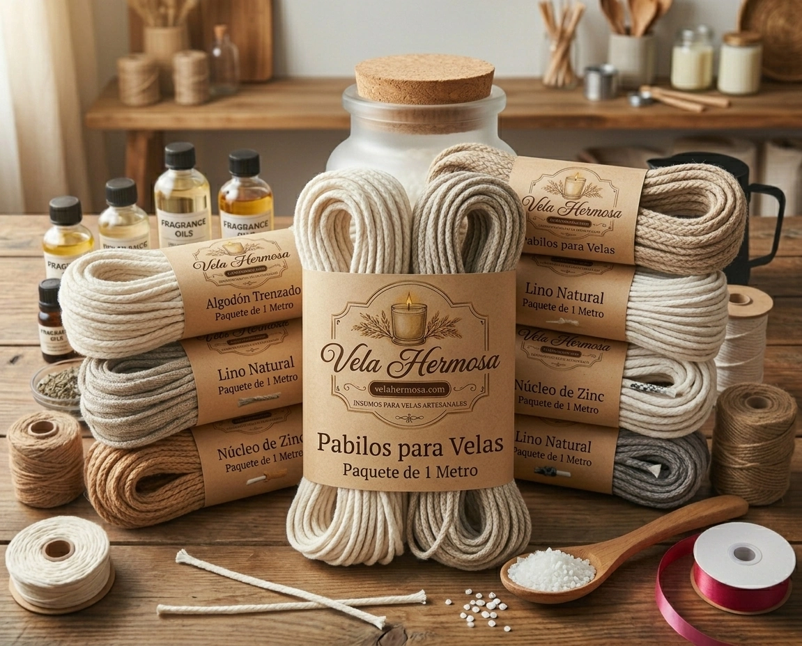 Pabilo Blanco Talla L para Velas hilo trenzado parafinado velas grandes Colombia