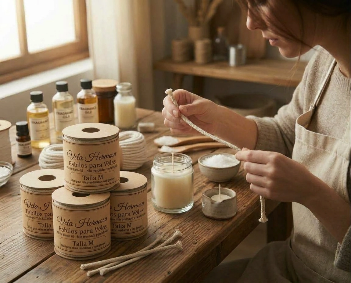 Pabilo Blanco Talla M para Velas hilo trenzado parafinado velas medianas Colombia