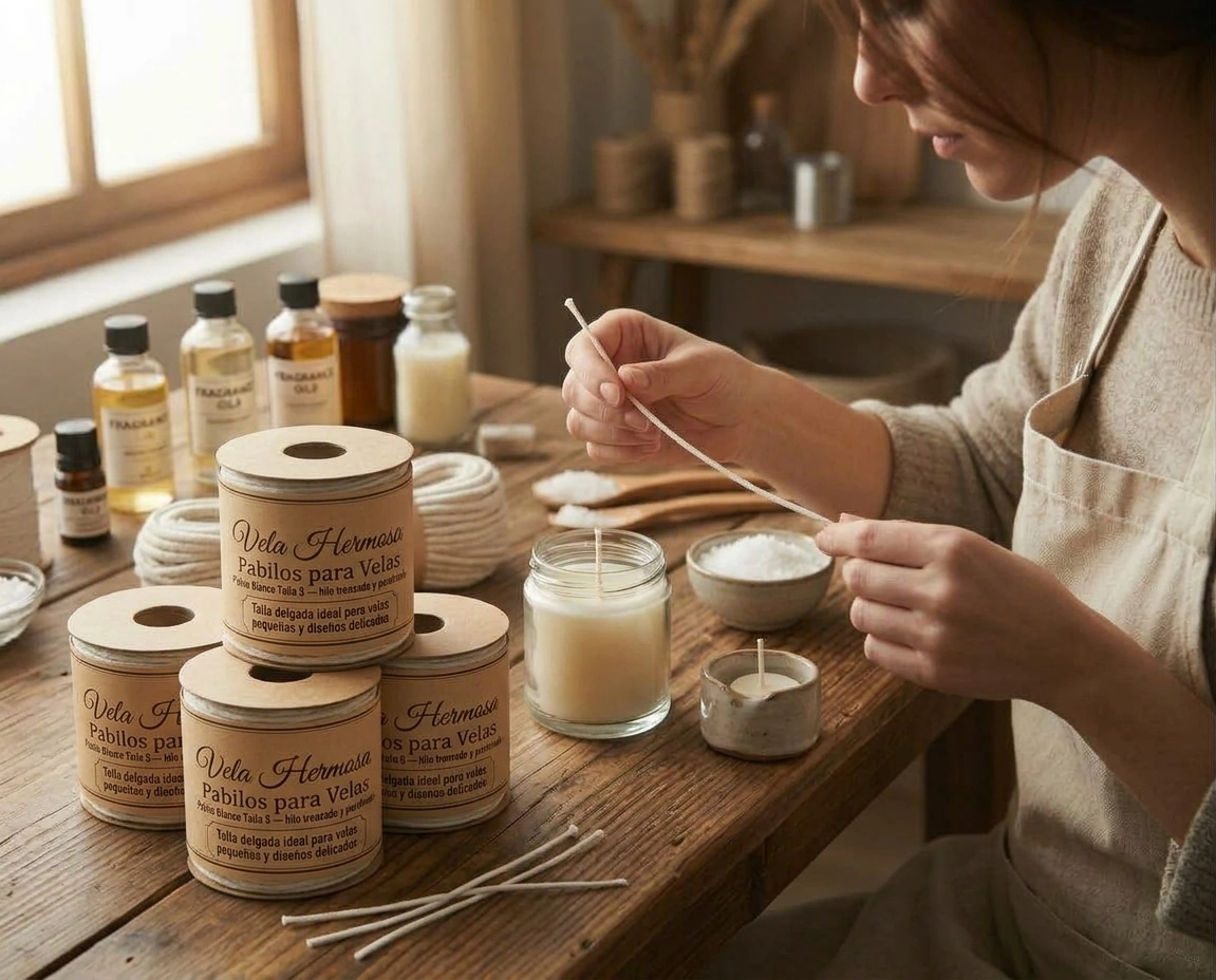 Pabilo Blanco Talla S para Velas hilo trenzado parafinado velas pequeñas Colombia