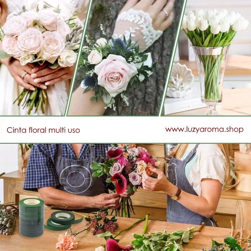 Bouquet flores vela artesanal cinta floral papel verde resultado arreglo Colombia