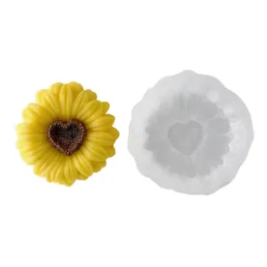 Molde Silicona Girasol Corazón para Velas jabones 8cm medidas profundidad Colombia