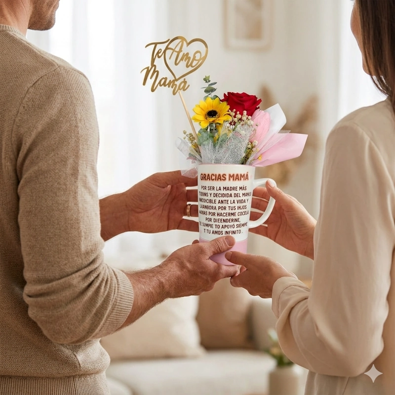 Detalle flores margaritas rosas peonías vela artesanal aromatizadas taza mug Colombia