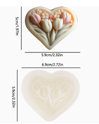 Molde Silicon de Corazon Tulipanes para Velas - Image 3