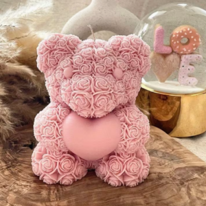 Molde Silicón Oso con Rosas Para Velas