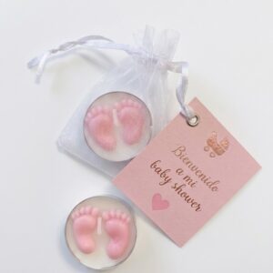 Recordatorio Vela Huellas Para Baby Shower