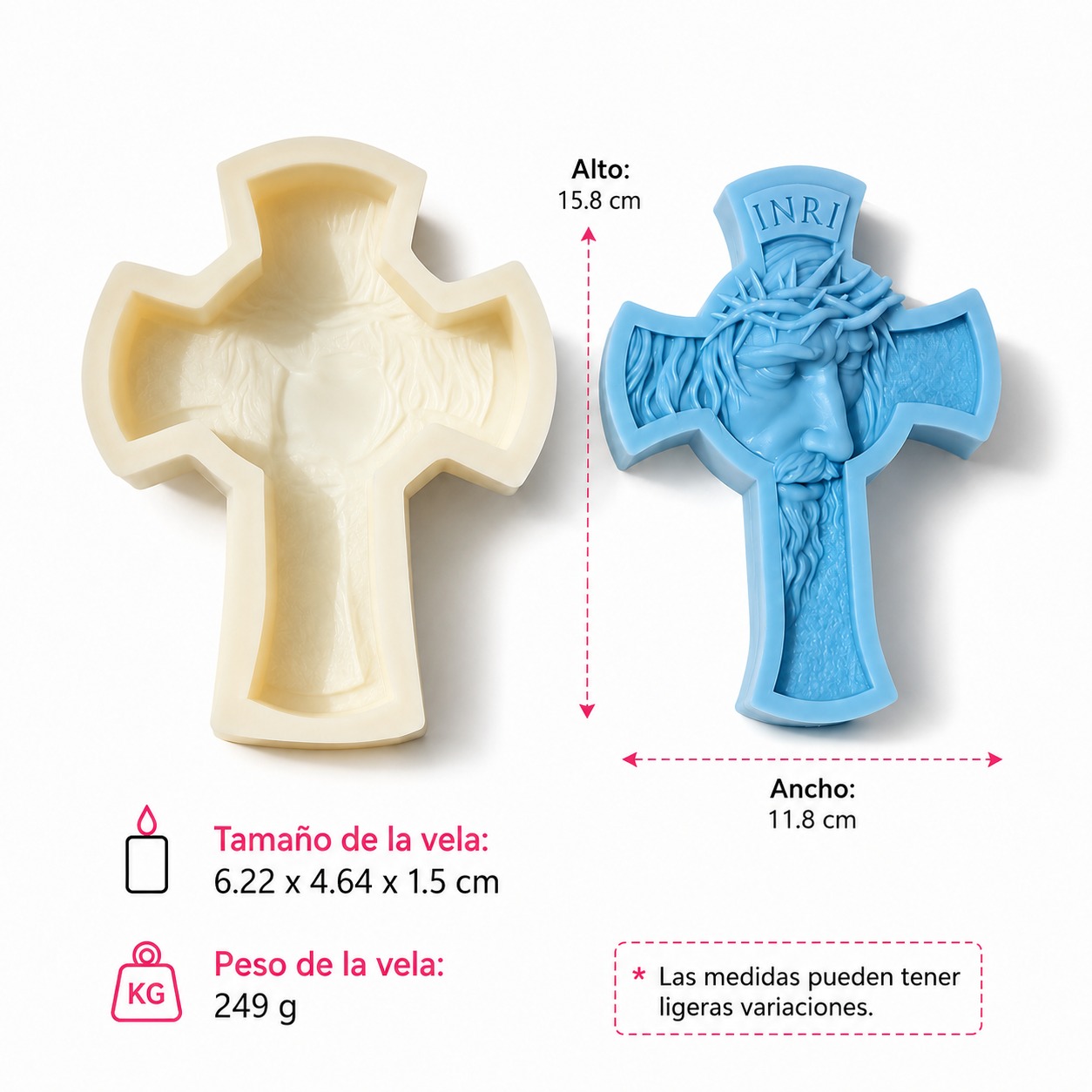 Molde Cruz Religiosa con Rostro de Jesús (INRI) - Image 2