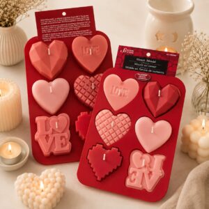 Molde Velas San Valentin - 6 Diseños Variados de Corazón y LOVE