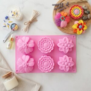 Molde Silicon Flores Variadas 6 Cavidades para jabones y velas Colombia
