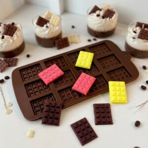 Molde Silicon Barra Chocolates Mini con piezas de cera de colores Colombia