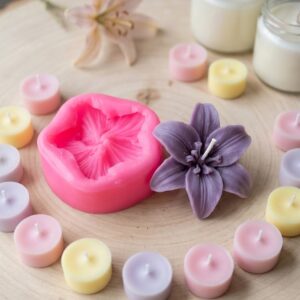 Molde Silicon Flor Lirio Velas para elaboración en cera Colombia