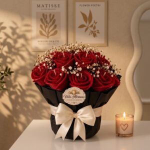 Ramo de Velas Rosas Artesanales rojas personalizadas Colombia