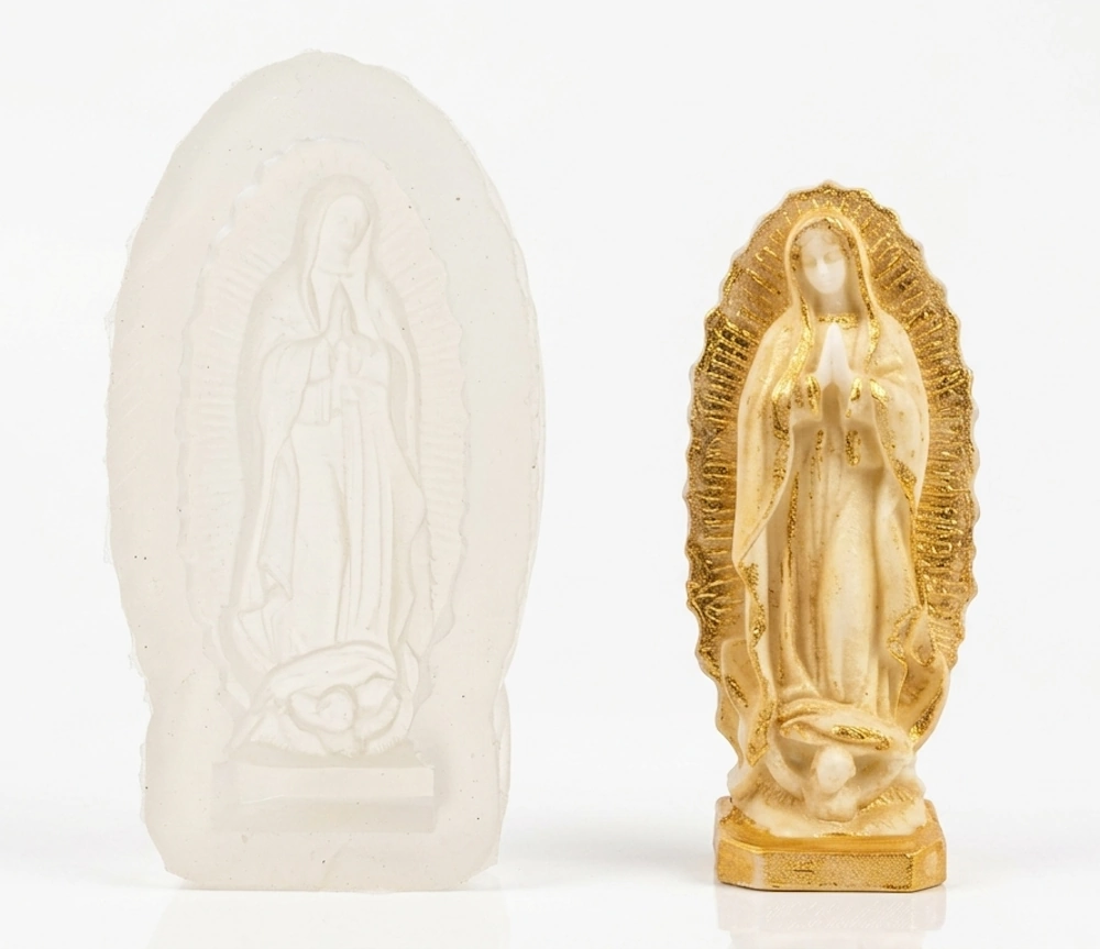 Molde Silicon Virgen de Guadalupe para Velas jabones resina yeso 10x4cm Colombia