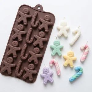 Molde Silicon Hombre Jengibre Bastón navidad para Velas x12 jabones resina 20x10cm Colombia