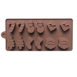 Molde Silicon Navidad 6 Figuras x12 para Velas bastón arbolito papa noel muñeco Colombia