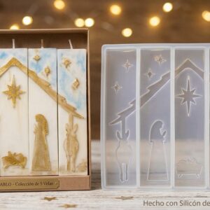 Molde Silicon  Retablo Belén Navideño para Velas, Jabones y Resina